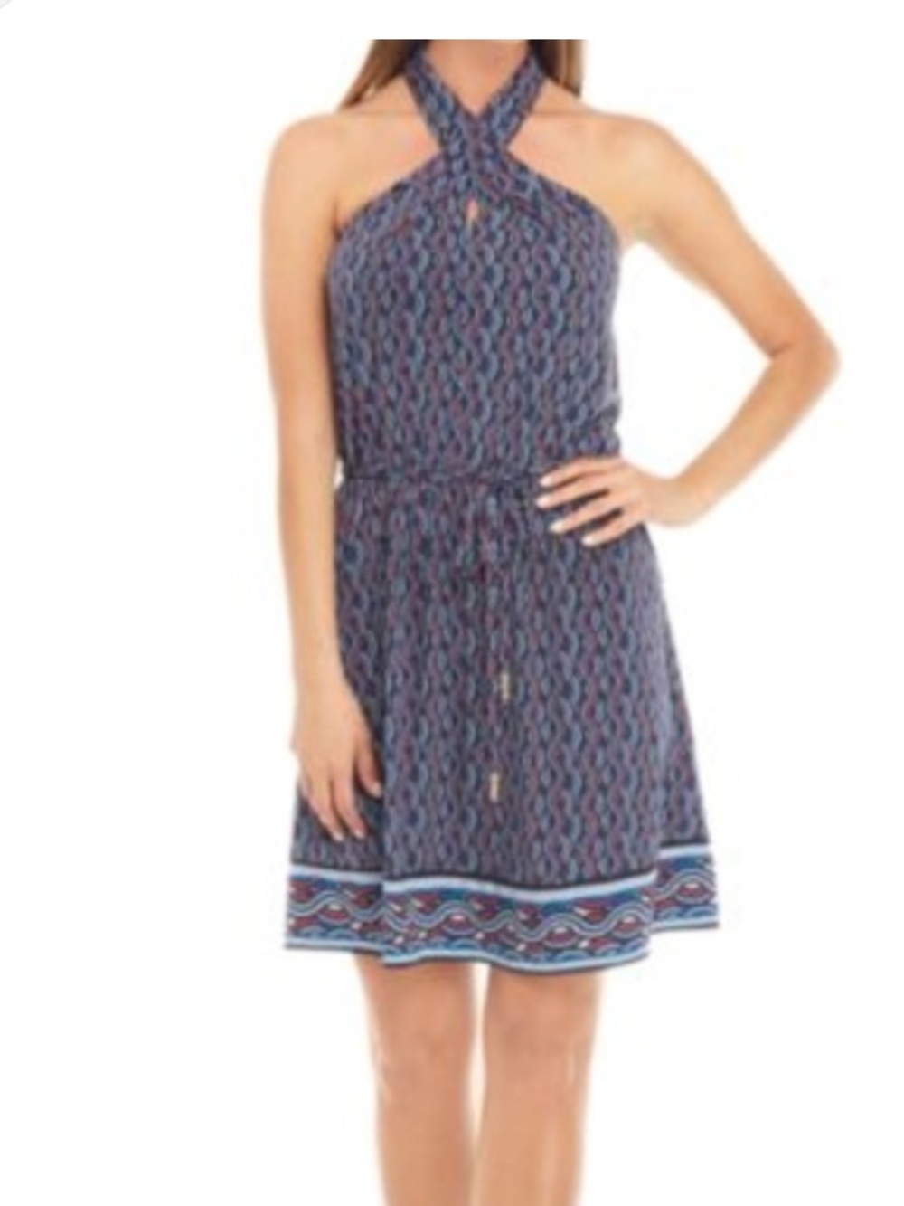 MICHAEL Michael Kors Dress Red White Blue Halter XXL 2X